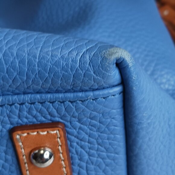 Dooney & Bourke Pebble Leather Blue and Brown Hobo Bag - Picture 3 of 16